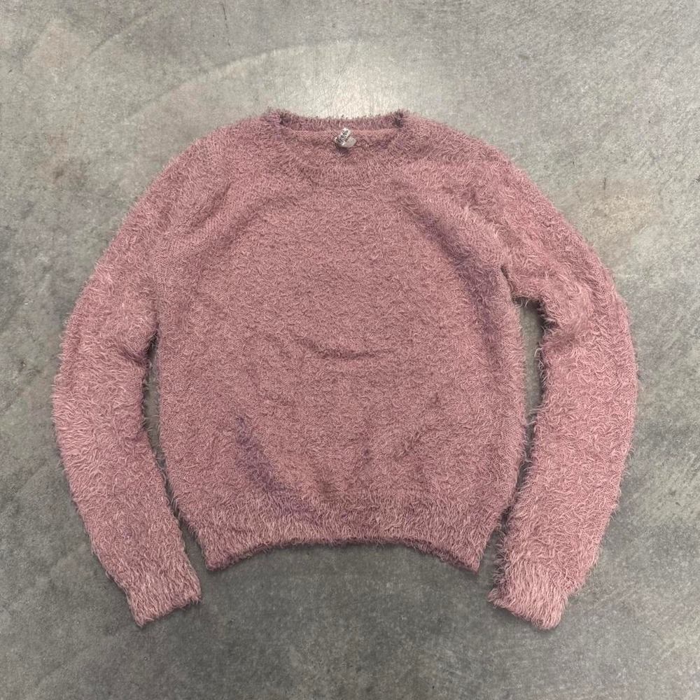 Women's Mudd Fuzzy Sweater Pink Soft Y2K Earthtone Pullover Indie Medium